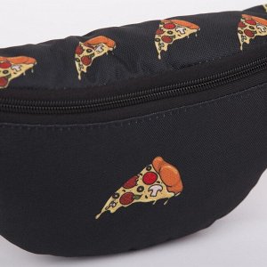 Сумка поясная «Пицца», 32х8х15 см, отдел на молнии, наружный карман, цвет чёрный