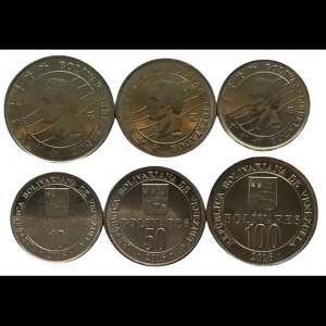 Венесуэла 10 50 100 боливаров 2016 год UNC Y# 104, 105, 106 набор из 3 монет