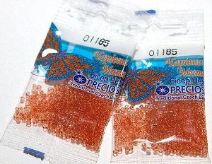 Бисер Чехия Preciosa 01185 , 5 гр  оранжевый прозрачный чешский бисер