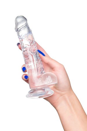 Реалистичный фаллоимитатор, TPE, прозрачный, 19 см (в пакете)
