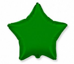 Фольга шар Звезда 9"/23 см металлик зеленый 1шт Испания Flexmetal