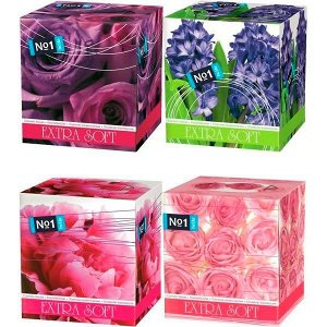Платочки бумажные Bella №1 косметические двухслойные EXTRA SOFT в ассорт. 80 шт.