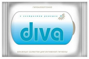 DIVA Влажные салфетки д/интимной гигиены с ромашкой 20шт /72/ 70906