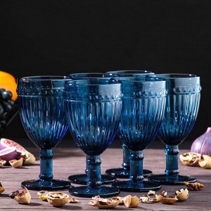 Набор бокалов стеклянных Magistro «Босфор», 250 мл, 8,5?8,5?16,5, 6 шт, цвет синий