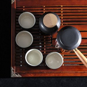 Набор для чайной церемонии «Лотос», 6 предметов: 4 пиалы 50 мл, чайник 210 мл, банка для чая, чабань