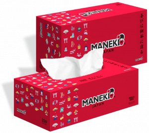 Салфетки бумажные "Maneki" RED, 2 слоя, белые, 250 шт./коробка/спайка 3 коробки