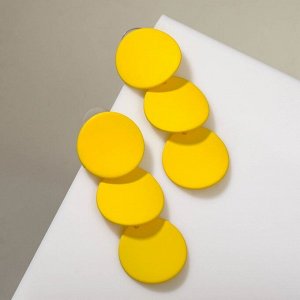 Серьги металл "Азелия" круги, трио, цвет жёлтый