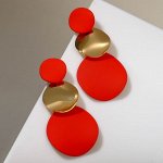 Серьги металл &quot;Азелия&quot; круги, трио, цвет красный в золоте