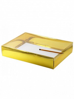 Коробка складная 40 х 30 х 8 см прозрачная крышка 2 части цвет золотой HS-19-34