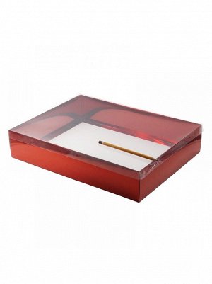 Коробка складная 40 х 30 х 8 см прозрачная крышка 2 части цвет красный HS-19-34