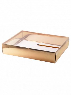 Коробка складная 40 х 30 х 8 см прозрачная крышка 2 части цвет розовое золото HS-19-34