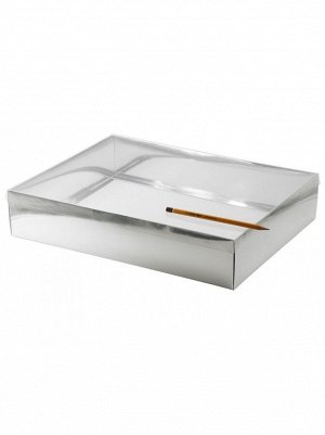Коробка складная 40 х 30 х 8 см прозрачная крышка 2 части цвет серебряный HS-19-34