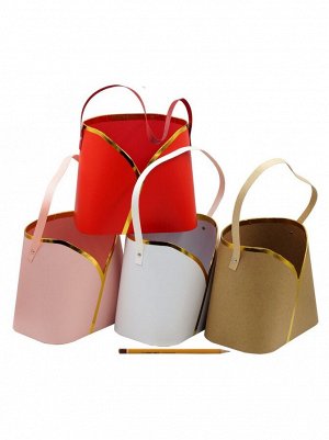 Коробка для цветов 19,5 х17 х12,5 х17 см ручкой МИКС с золотом HS-13-54,HS-13-55,HS-13-56,HS-13-57