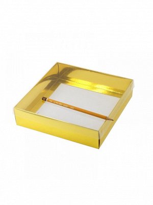 Коробка складная 20 х 20 х 5 см прозрачная крышка 2 части цвет золотой HS-19-32