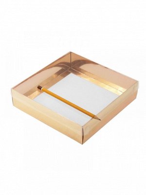 Коробка складная 20 х 20 х 5 см прозрачная крышка 2 части цвет розовое золото HS-19-32