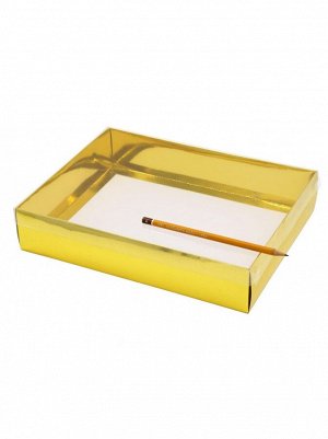 Коробка складная 22 х 29 х 6 см прозрачная крышка 2 части цвет золотой HS-19-33