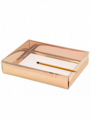 Коробка складная 22 х 29 х 6 см прозрачная крышка 2 части цвет розовое золото HS-19-33