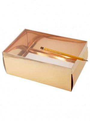 Коробка складная 25 х 16 х 10 см прозрачная крышка 2 части цвет розовое золото HS-19-35