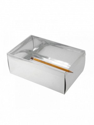 Коробка складная 25 х 16 х 10 см прозрачная крышка 2 части цвет серебряный HS-19-35
