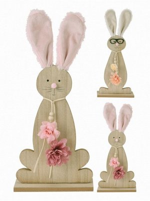 Сувенир Кролик 35 х15 см дерево цвет натуральный/розовый DH9211330