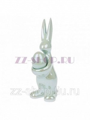 Фигура Заяц с яйцом 11 х 14 х H27 см керамика цвет ментоловый
