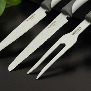 Набор ножей Faded, 3 предмета: ножи, вилка для мяса, цвет серый