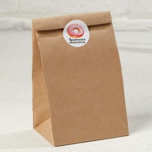 Набор пакетов, крафт 12 х 8 х 25 см + наклейки "Пончики", 6 шт