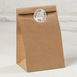 Набор пакетов, крафт 12 х 8 х 25 см + наклейки "Дари радость", 6 шт