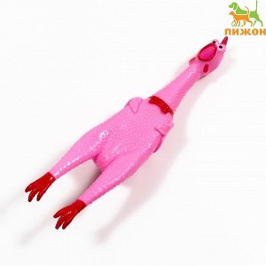 Игрушка пищащая "Задумчивая курица XL" для собак, 41 см, розовая