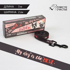 Пушистое счастье Поводок My dog is the best, 2 см, 3 м