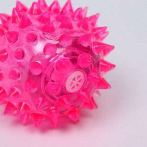 Мяч светящийся для собак средний, TPR, 5,5 см, розовый
