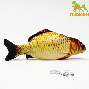 Игрушка для кошек "Карась" со светом с двигающимся хвостом и с USB-зарядкой, 28 см