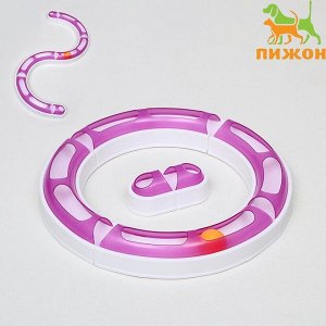 Игрушка для кошек "Пижон" 2-в-1 "Круг и волна" с 2 вариантами сборки, белая/фиолетовая