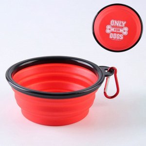 Миска силиконовая ONLY FOR DOG, 14.2х12.8х2 см, 350 мл, красная