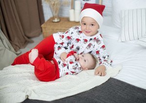 PlaSha Арт. 14000 Пижама для грудничков &quot;Дед морозы на белом&quot;