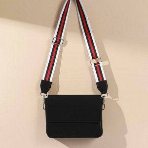 Ручка для сумки, стропа с кожаной вставкой, 140 x 3,8 см, цвет белый/чёрный/красный