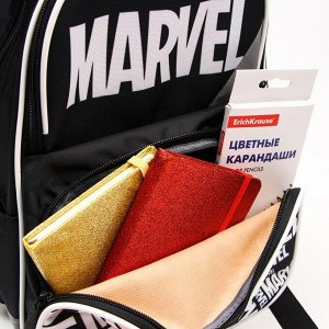 Рюкзак школьный с эргономической спинкой Мстители "Марвел", 37*26*13 см, черный