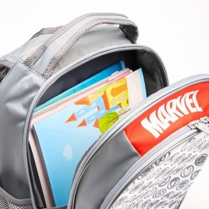 Рюкзак школьный с эргономической спинкой Мстители "Marvel", 37*27*16 см, серый