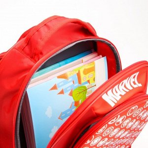 Рюкзак школьный с эргономической спинкой Мстители "Marvel", 37*27*16 см, красный
