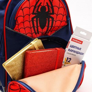 Рюкзак школьный с эргономической спинкой Человек-Паук, 37*26*17 см, красно-синий