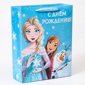 Пакет подарочный «С днём рождения», 31x40x11 см, упаковка, Холодное сердце