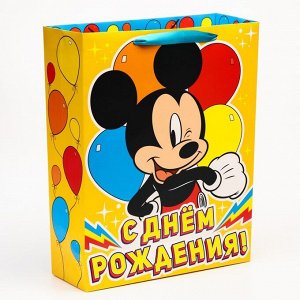 Пакет подарочный "С Днем рождения!", Микки Маус, 31х40х11,5 см