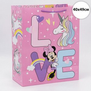 Пакет подарочный "LOVE", Единорог. Минни Маус, 40х49х19 см