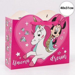 Пакет подарочный "Unicorn dream", Единорог. Минни Маус, 40х31х11,5 см