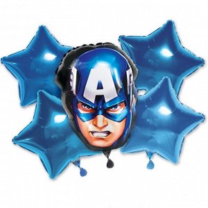 Набор фольгированных шаров "Капитан Америка", 4 звезды, Мстители