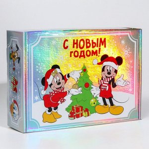 Коробка подарочная складная "С новым годом!" Микки Маус 31х22х9,5 см