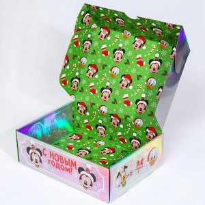 Коробка подарочная складная "С новым годом!" Микки Маус 31х22х9,5 см