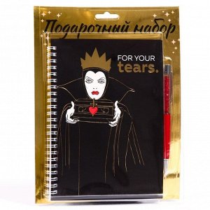 Подарочный набор: ежедневник А5 "For your tears", на гребне, 60 листов и ручка, Villians