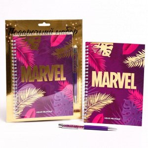 Подарочный набор: ежедневник А5 "Marvel", на гребне, 60 листов и ручка, Мстители