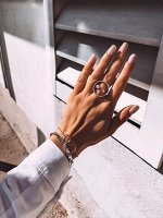 Серебряное кольцо круг с горным хрусталем